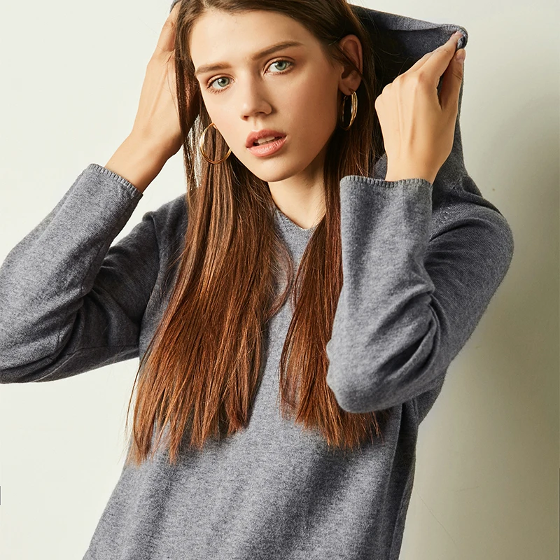 Осень-зима 2021 повседневный вязаный кашемировый свитер с капюшоном пуловеры