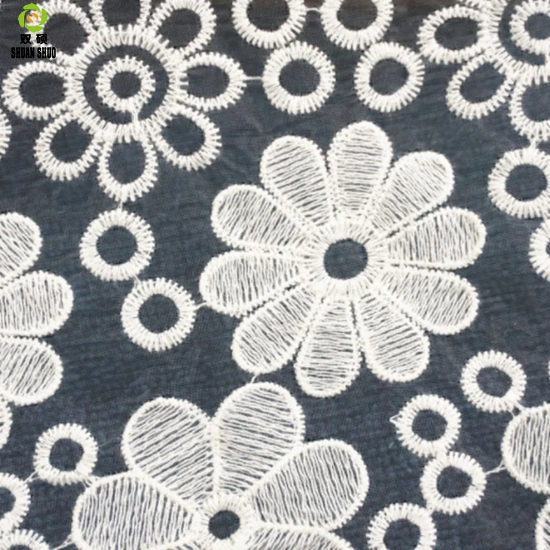 Органза хлопчатобумажная вышивка Водорастворимая Ткань ажурная трехмерная