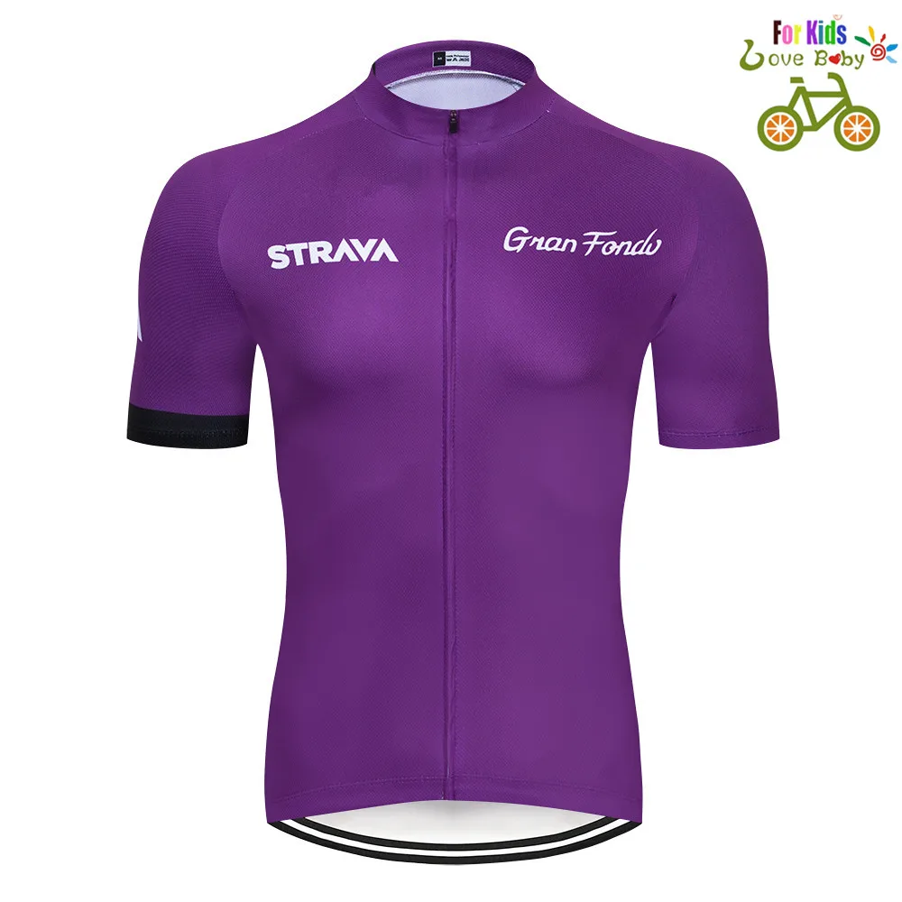 STRAVA team дышащая быстросохнущая детская велосипедная футболка, набор, детский велосипед, одежда для мальчиков и девочек, летняя велосипедная одежда - Цвет: 8