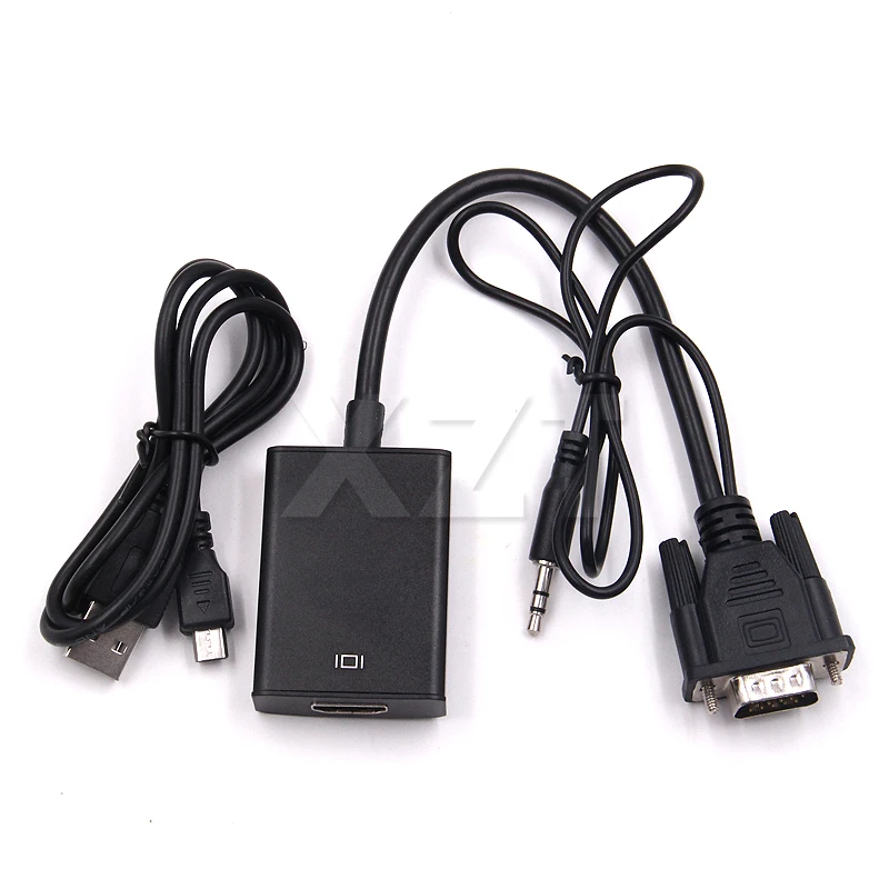 1 шт. Черный VGA HDMI 1080p с кабелем конвертером Auido VGA2HDMI USB звуком IC Power адаптер