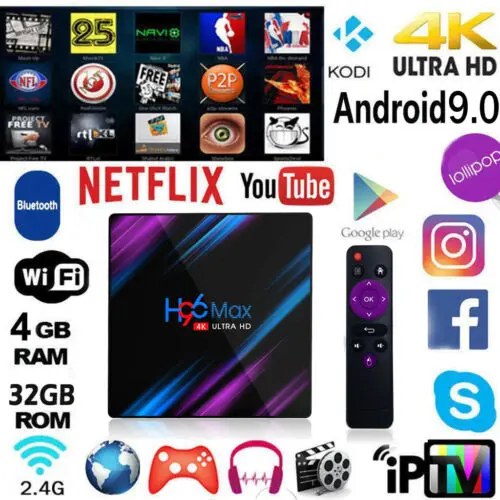 Приставка Смарт ТВ H96 MAX Android 9 0 4 Гб ОЗУ 32/64 ПЗУ четырехъядерный процессор RK3328 wifi1080p