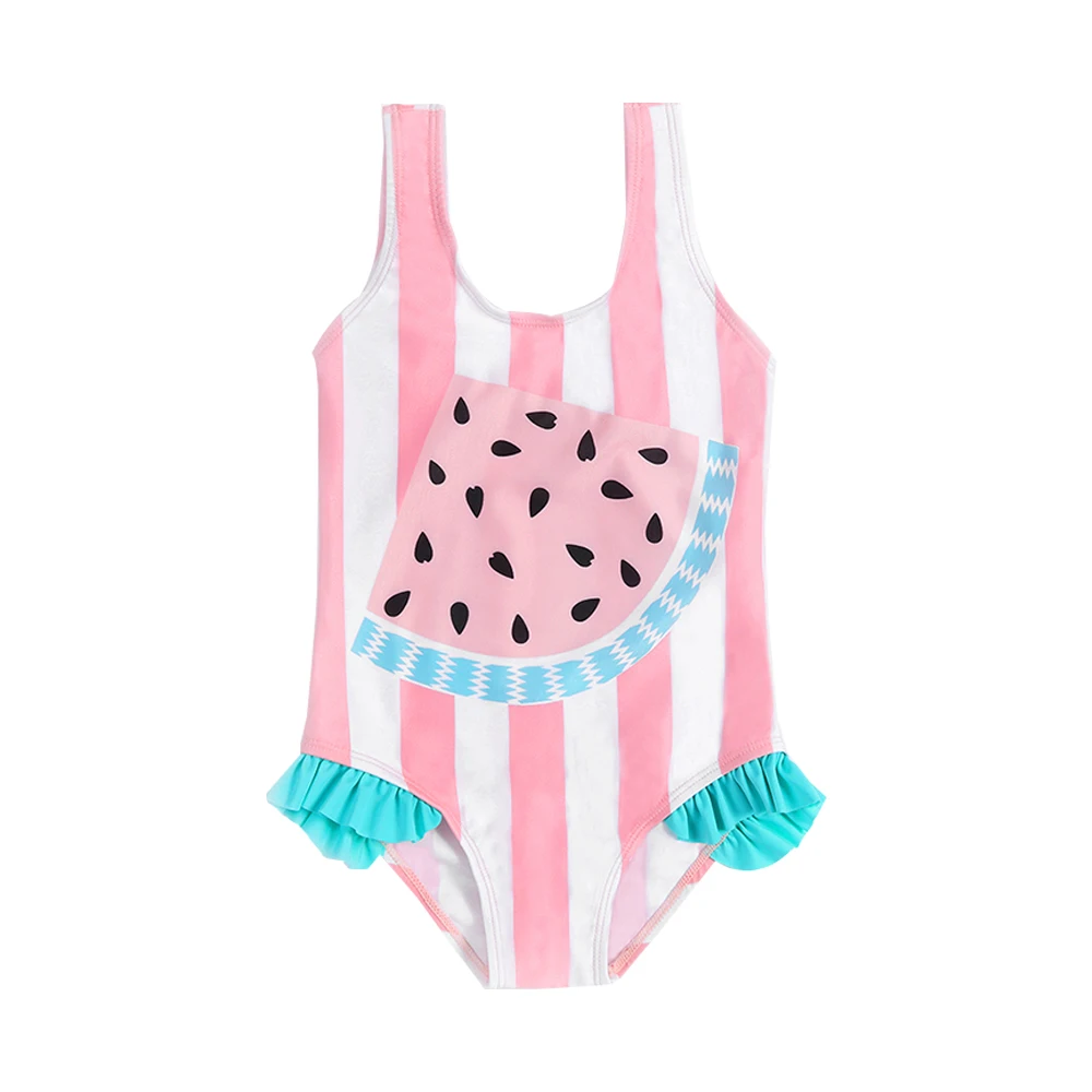 Watermelon Pink Детский купальный костюм с лебедем, фламинго, цельный летний купальный костюм милый купальный костюм бикини, пляжная одежда для маленьких девочек - Цвет: Watermelon Pink