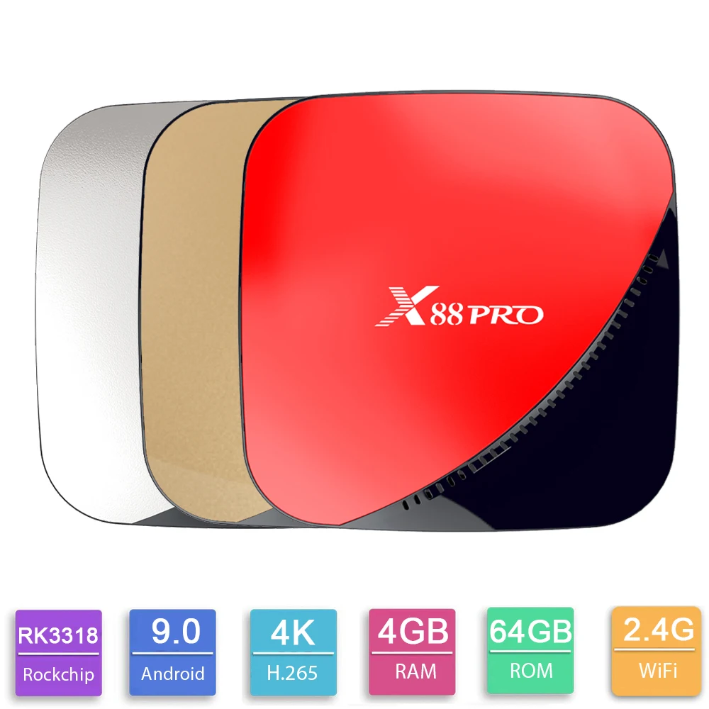 X88 PRO Smart tv Box Android 9 0 Rockchip RK3318 Четырехъядерный 4 Гб ram 32 ГБ/64 ГБ 2 4G Wifi 4K медиаплеер ГБ/16
