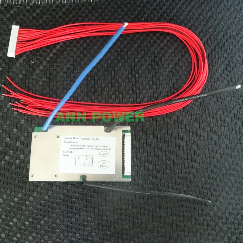 48V 30A LifePO4 батарея BMS для 16S 3,2 V lifepo4 ячейка 51,2 V BMS/PCM непрерывный рабочий ток 30A 1500W с функцией баланса