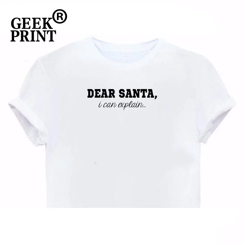 Женские топы DEAR SANTA... Я могу объяснить... Рождественская футболка женские футболки