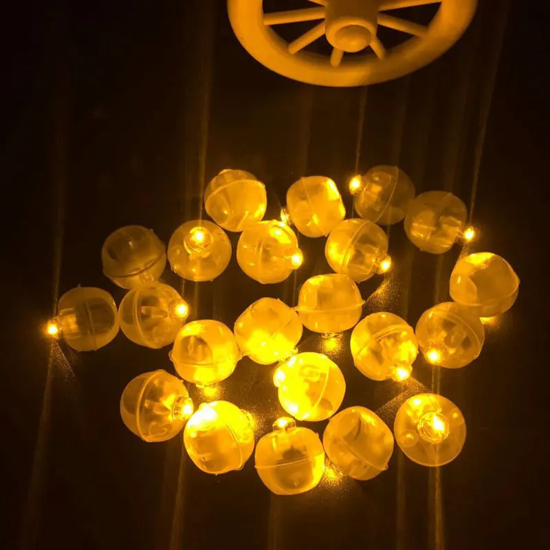 50 шт./лот круглые светодиодные шарики с теплым белым светом Разноцветные Мини RGB