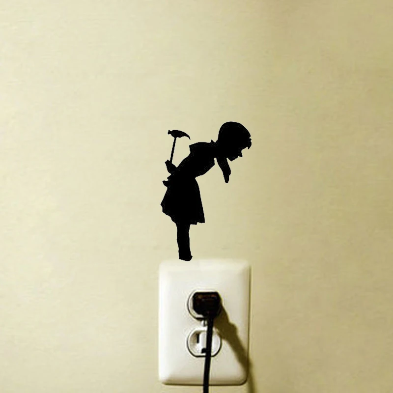 Banksy девушка находит крысы модные виниловые наклейки на стену Декор
