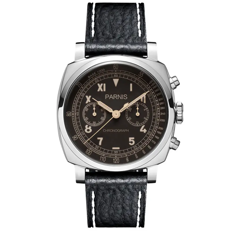 Мужские кварцевые часы Parnis с кожаным ремешком и секундомером|watch green|watch horsewatch womens