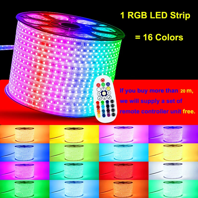 110 В Светодиодная лента SMD5050 60led/m изменение цвета на пульте дистанционного