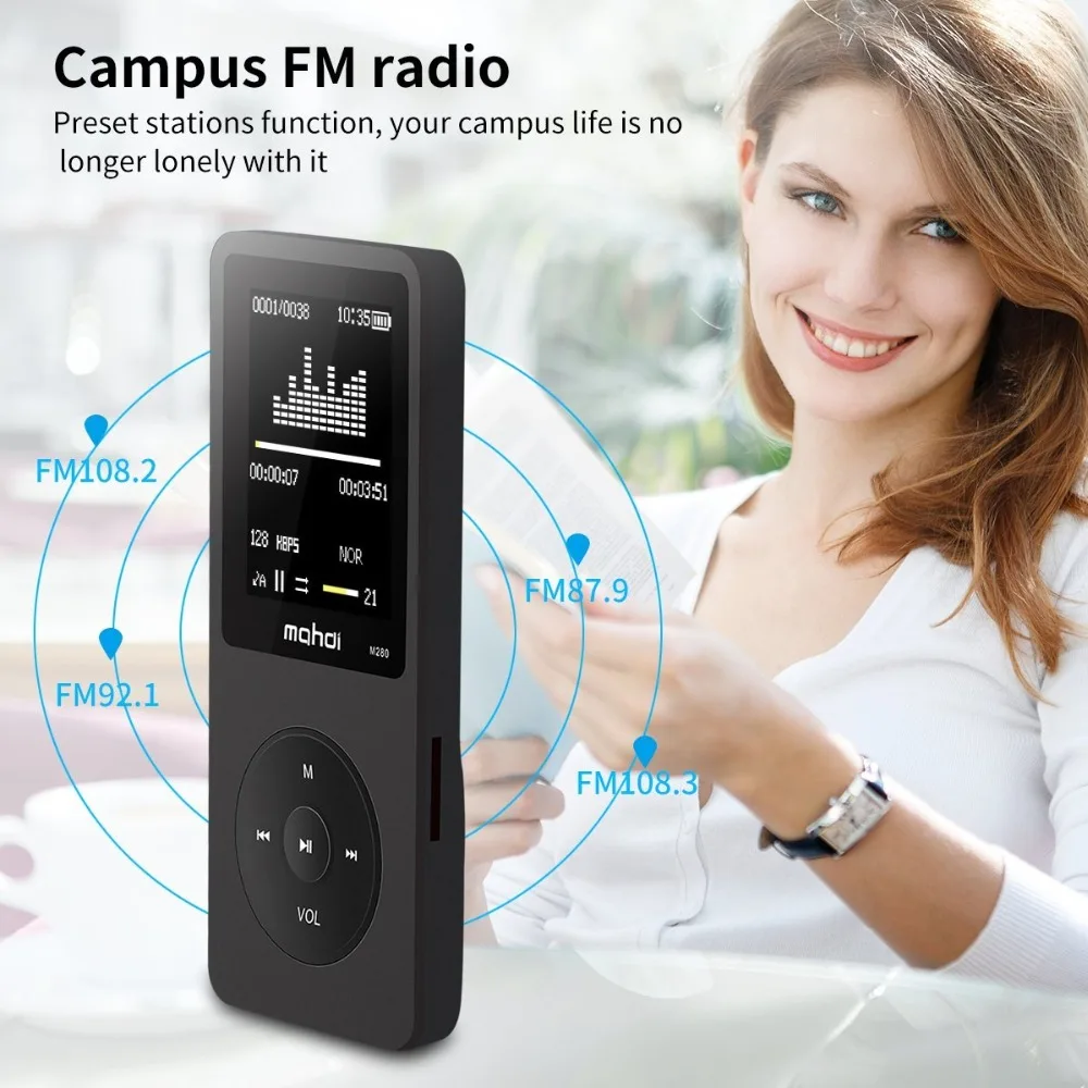 Ультратонкий 16 Гб MP3 плеер динамик с 1,8 дюймов Экран играть 80 часов и FM Электронная книга часы данных спортивный динамик микрофон MP3 музыка
