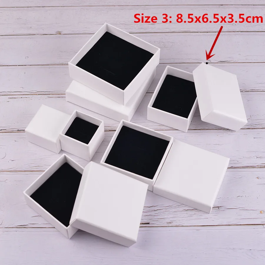 8.5x6.5x3.5cm Plain 100 шт./лот, высокое качество, роскошная белая/коричневая/черная/серебряная бумажная коробка для упаковки ювелирных изделий, кольца, напечатанный логотип торговой марки на заказ - Цвет: 8.5x6.5x3.5cm Plain