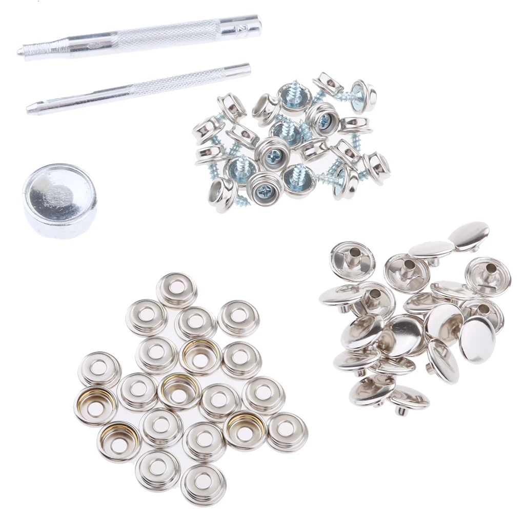 153 Pieces Stainless Steel Boat Marine 12mm Fastener Snap Cover Button Socket Press Stud Screw Kit |
