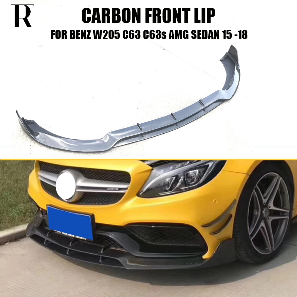 Передний бампер из углеродного волокна B Style для Benz W205 Sedan S205 Wagon C205 Coupe C63 C63s 2015