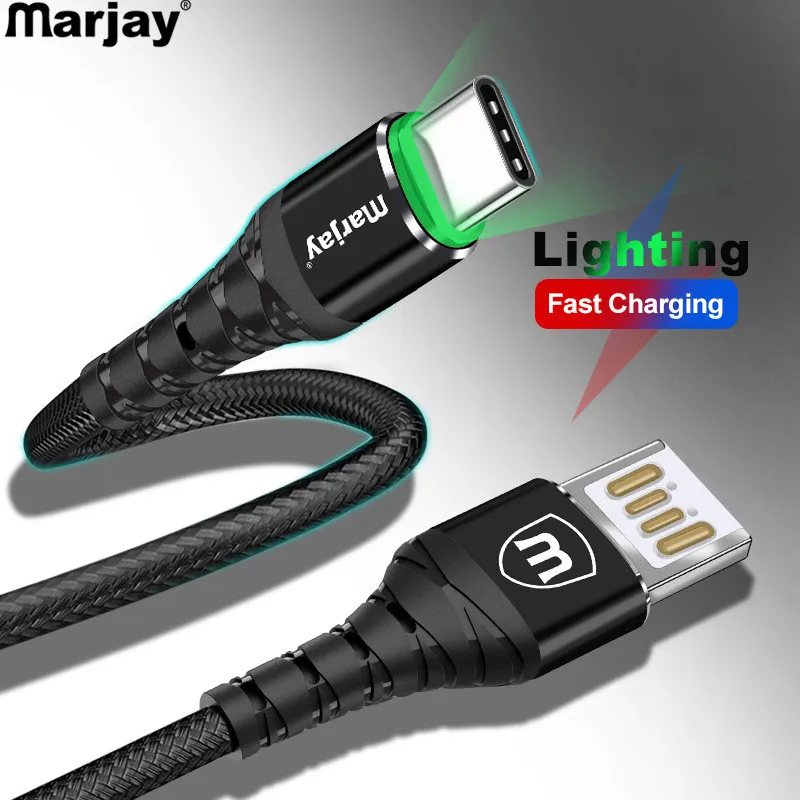 Marjay usb type C кабель для samsung A70 Быстрая зарядка двухсторонний кабель для Xiaomi Redmi Note 7 USB-C кабель для huawei P30 Pro