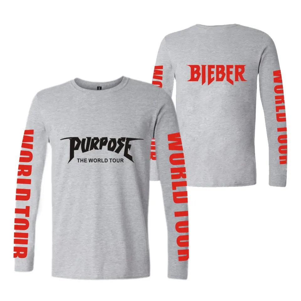 Футболка с длинным рукавом Justin Bieber хлопковая футболка для мужчин и женщин