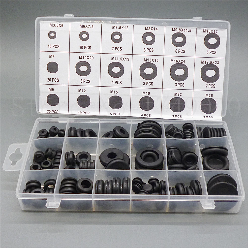 125 ПК черное кольцо резиновые прокладки брандмауэр дыры затыкают комплект