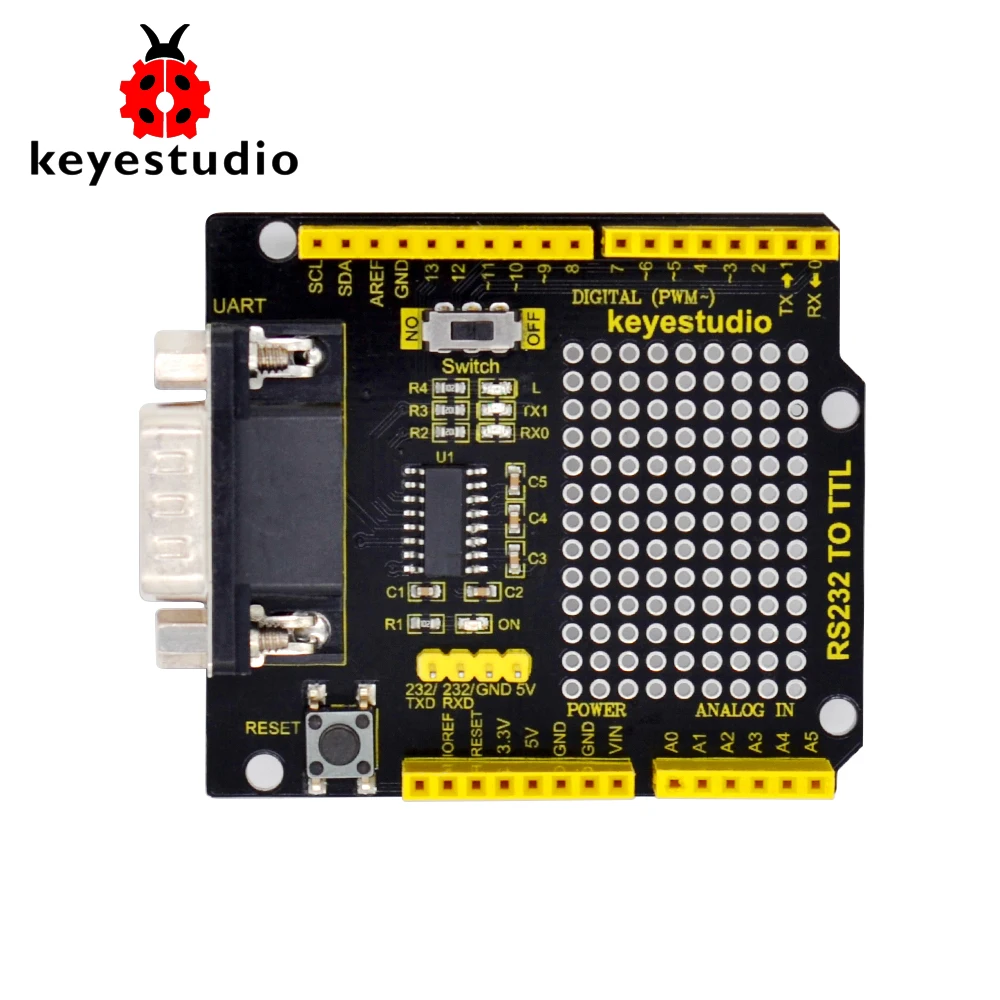 keyestudio RS232 to TTL Conversion Shield Board For Arduino UNOR3 Compatible with RS232 Interface