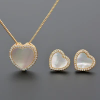 shining cubic zirconia stone love earrings and love necklace sleek minimalist personality jewelry to send friends gifts