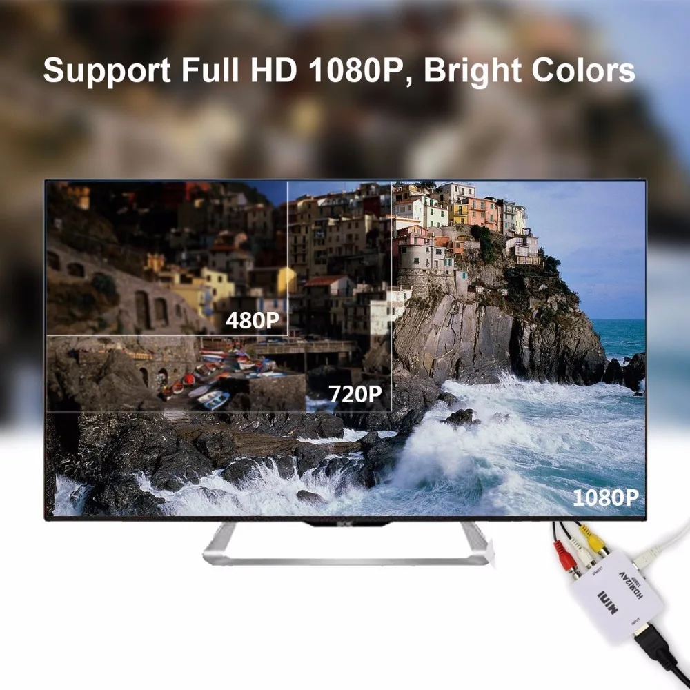 Hdmi-rca AV/CVSB L/R видео AV/RCA CVBS композитный аудио адаптер мини HDMI2AV конвертер Android tv box + USB