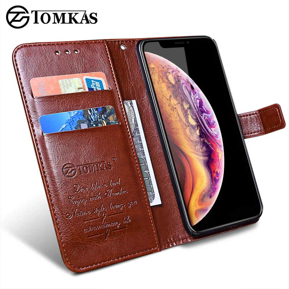 TOMKAS Flip Wallet Case for iPhone Xs MAX XR Vintage Business Luxury PU Leather PC Back Cover Phone X Coque |
