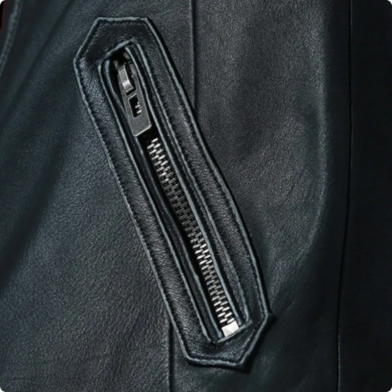 Повседневная облегающая Мужская короткая куртка из натуральной кожи с