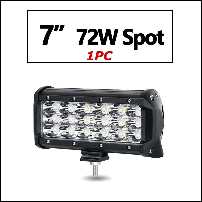 Oslamp 1" 20" 2" 28" 3" 44" 3-строки, светодиодные панели offroad combo Луч работы свет бар DC12v 24 В Грузовик внедорожник ATV 4WD 4x4 привело бар - Цвет: 1pc  7inch Spot