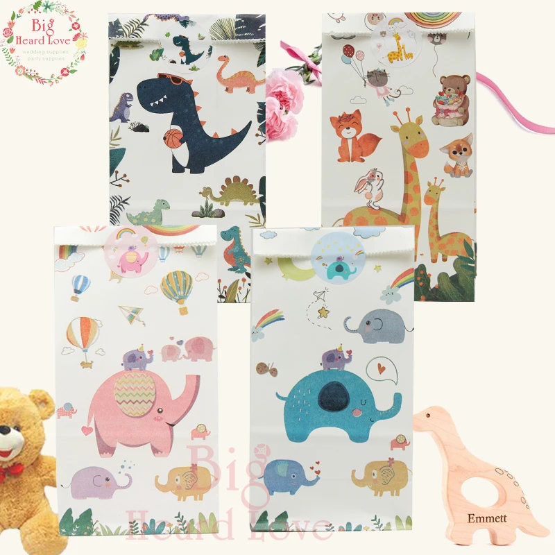 

48pcs 4 Animals design Birthday Party Decorations Kids Gift Bags Candy Bags Baby Shower Packing Bag Jungle Theme Party