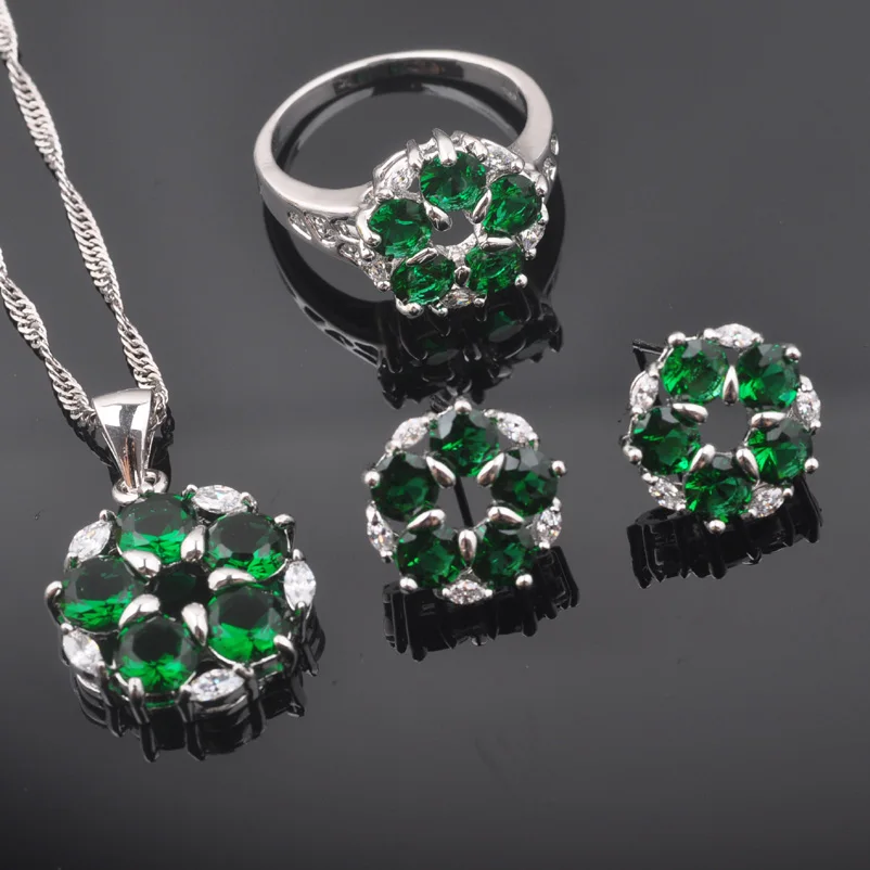 Fahoyo классический Дизайн зеленый циркон Для женщин 925 серебро Модные украшения