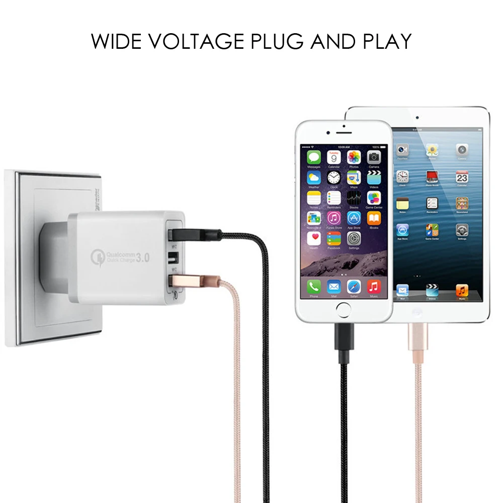 WOTOBE [QC 3,0+ 2 USB] быстрое настенное зарядное устройство, 3 порта, зарядное устройство для мобильного телефона, быстрая зарядка Qualcomm Qucik Charge 3,0, для путешествий