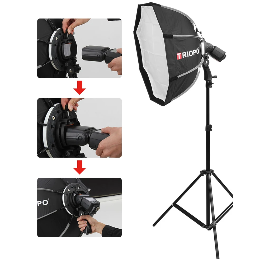 Triopo 90 см 65 см 55 см Speedlite переносной восьмиугольный зонтик софтбокс+ сотовая сетка для внешней вспышки софтбокс для Canon Nikon Godox