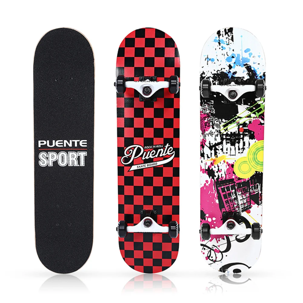 PUENTE Double Kick Deck набор для скейтборда Longboard ABEC 9 подшипники скейта доска развлечений