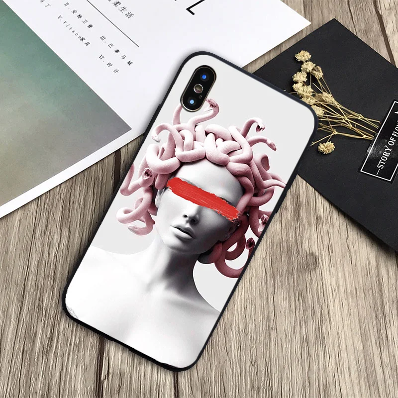 Чехол с изображением статуи Давида и цветком мягкий силиконовый черный чехол для