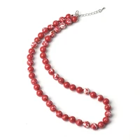 the double two color red beads mix up the deep white stripe fashion 8 mm customization synthesis emperor stone necklace