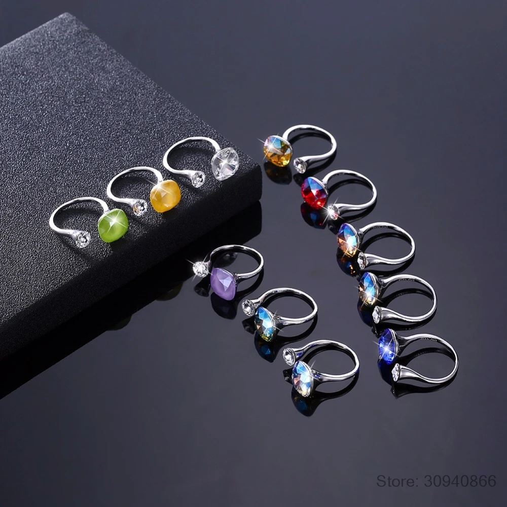 LEKANI кристаллы от кольца swarovski 925 индивидуальные бриллиантовые шипованные кольца из стерлингового серебра женские многоцветные простые кольца подарок
