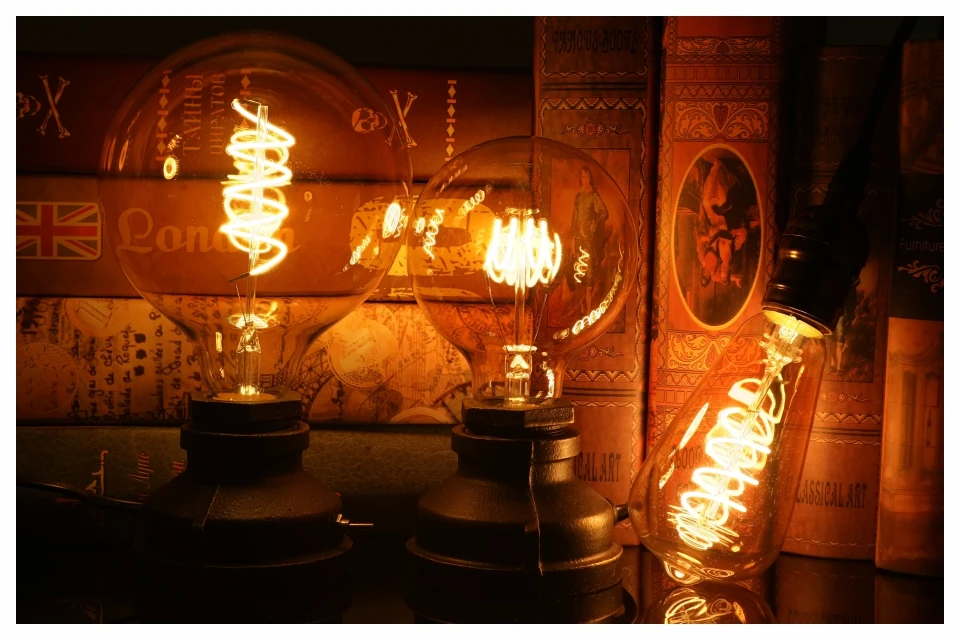 С регулируемой яркостью Edison лампа 4 Вт 2200K C35 T45 A60 ST64 G80 G95 G125 спираль светильник светодиодный Лампа накаливания подвесной светильник в стиле ретро декоративный светильник ИНЖ