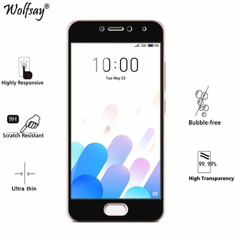 Полное покрытие экрана протектор для Meizu M5C стекло цвет Анти взрыв закаленное
