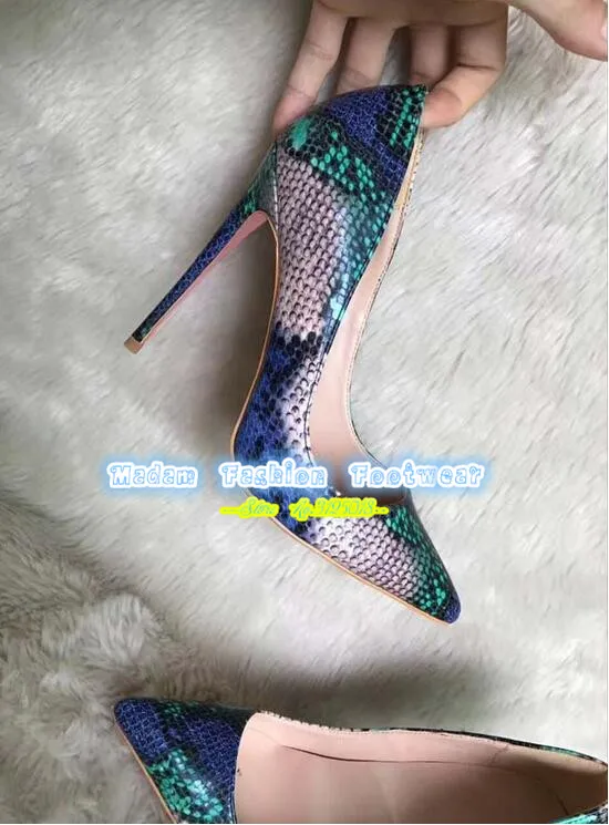 

extreme high heels 10cm united states Pilage Wedding Pump Point Toe spring snake embossed leather chaussure women stiletto heels