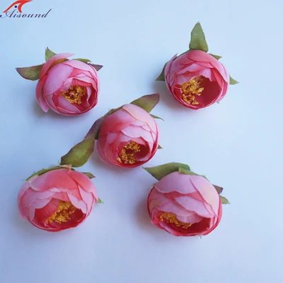 Color 2 dark pink 50 шт./набор, искусственные головки цветов из шелка, Камелия, ручная работ, поставки свадебных гирлянд для украшения, flores artificiais - Цвет: Color 2 dark pink