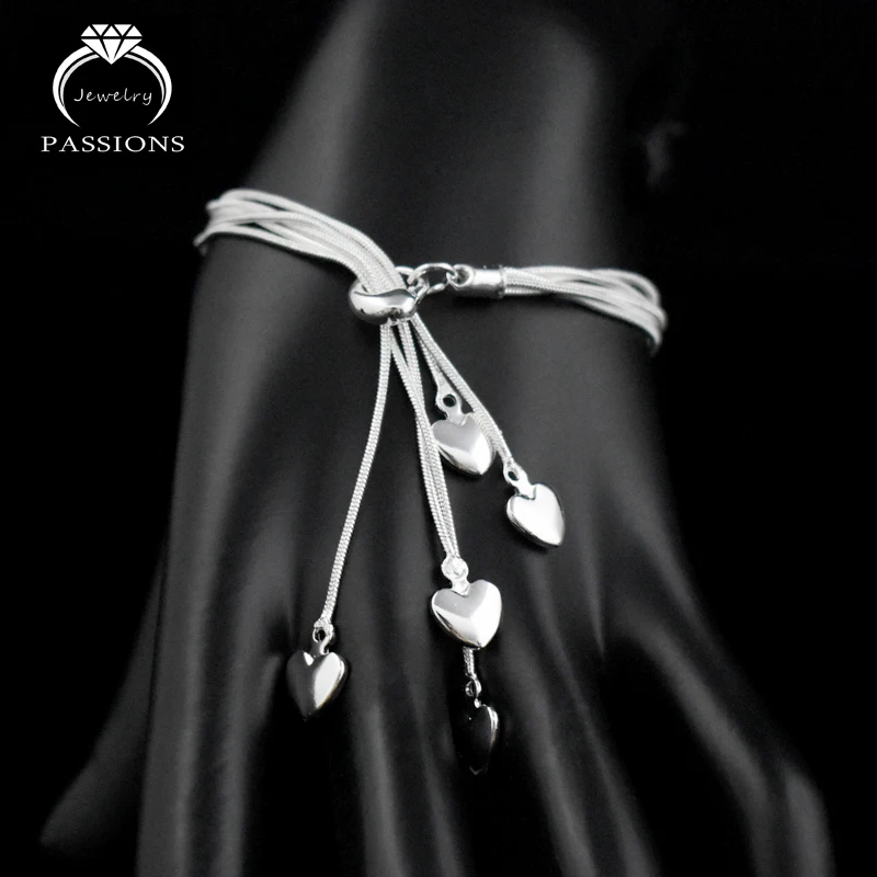 Hot Fashion 925 Sterling Silver Multilayer Long Tassel Love Heart Maxi Pendant Necklace Bracelet Jewelry Set Women Luxury Gift | Украшения