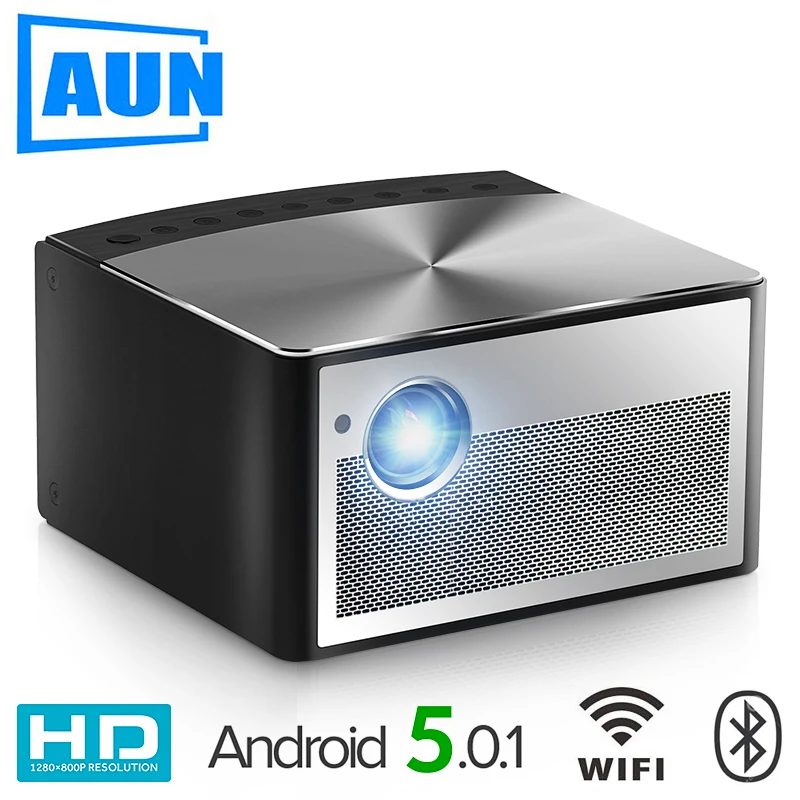 AUN умный проектор H1 1300 ANSI люмен. Память: 2G + 16G. Встроенный в Android wifi HD. Светодиодный