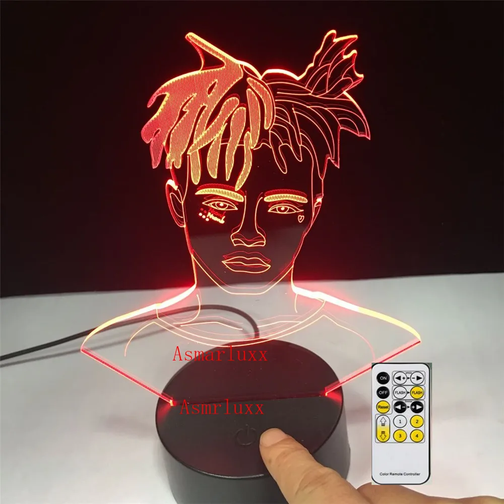 Лыжная маска the Slump God Rapper 3D лампа иллюзия 7 цветов меняющий стол светильник