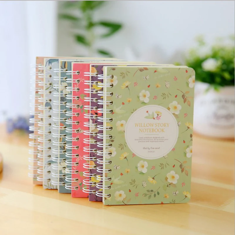 3pcs/lot 14 * 9cm 80sheets Creative Fresh &amp Beautiful Pattern Natural Matter Coil Book Page Notebook | Канцтовары для офиса и