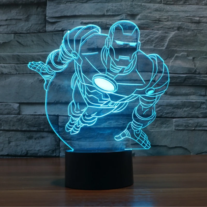 Новый Красочный Железный человек 3D настольная лампа Luminaria Светодиодные ночные