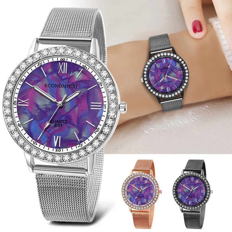 Женские кварцевые часы с кристаллами и бриллиантами роскошные женские наручные