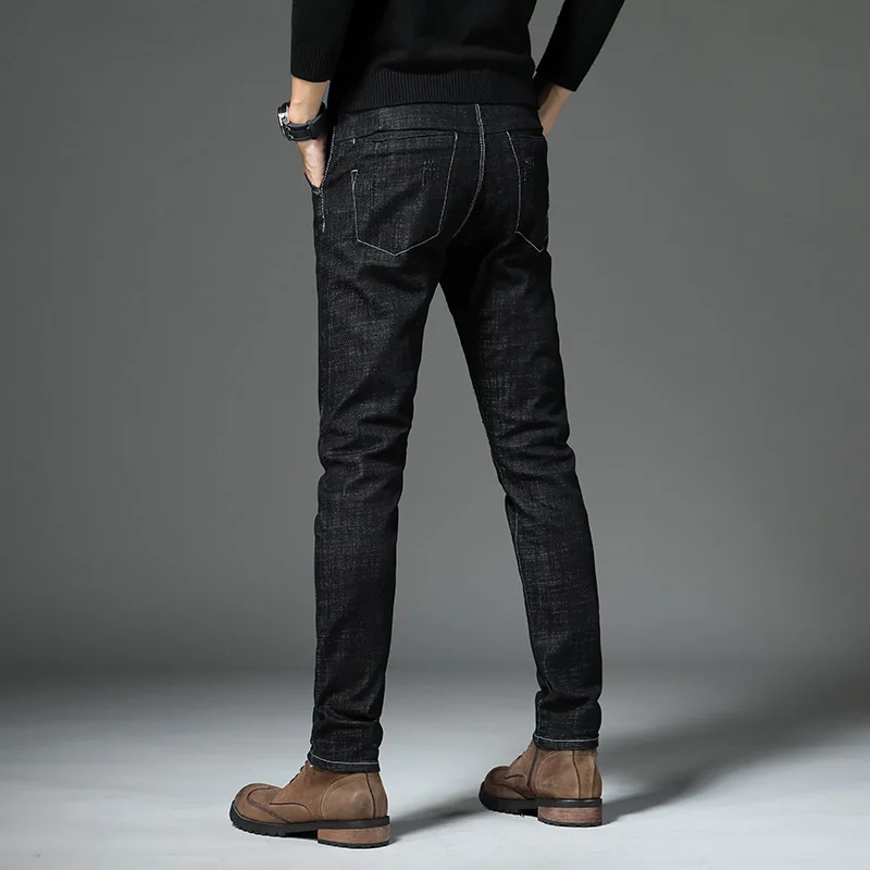 Джинсы мужские рваные темно синие джинсы из хлопка модные дизайнерские