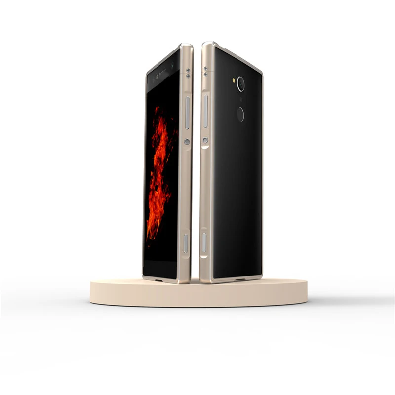 Зеркальный бампер с блестками для sony Xperia XA2, ультра высокий светильник, алюминиевый бампер, тонкая металлическая рамка для sony XZ2, компактный чехол с винтом - Цвет: Золотой