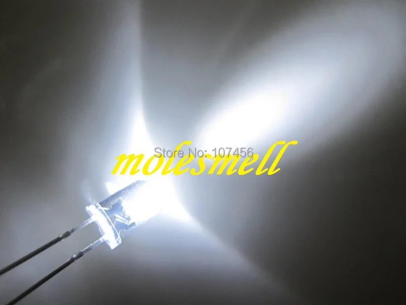

1000pcs/lot free shipping!!! 5mm white LED(14000~16000 mcd) 5mm light-emitting diode 5mm water clear round white led