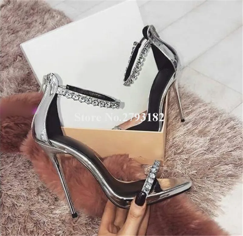 

Женские роскошные модные сандалии на шпильках с блестящими стразами и одним ремешком; сандалии на высоком каблуке с одним ремешком с кристаллами; свадебные туфли