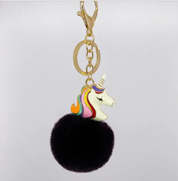 Новое поступление супер мило радуга Лошадь Единорог пушистый меховой помпон