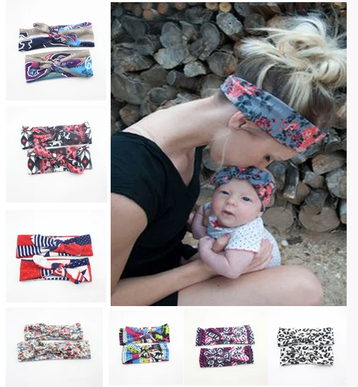 Повязка на голову Мама и я с вязаной тканью повязка для девочек подходящая ко мне